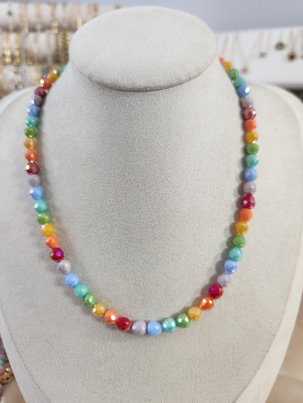 14k Gold Plated Multicolor Beaded Necklace